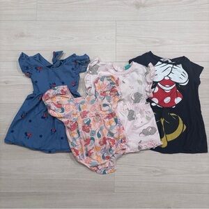 Disney Baby Girls Bundle 18M–2T | Minnie Mouse, Ariel, Dumbo | 5 Pc Lot